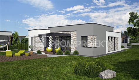 Pôdorys moderného bungalovu s rozdelením na dennú a nočnú časť