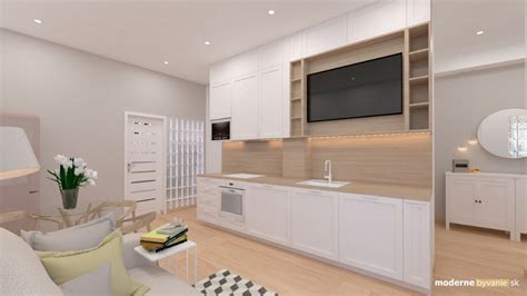 Interiér kuchyne s prepojením na obývaciu izbu