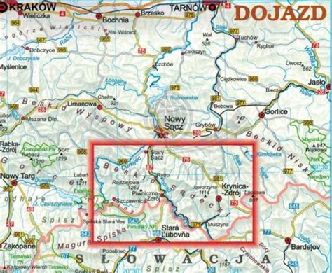 Mapa centra Popradu s vyznačeným Tatranským námestím