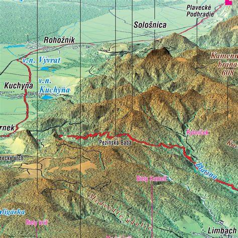Mapa Bratislavy s vyznačenými pohoriami Malé Karpaty