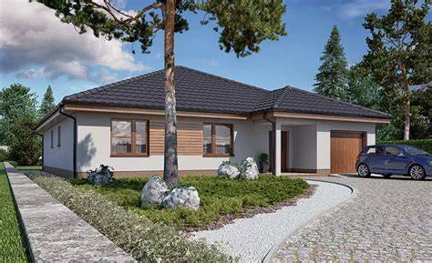 Ilustrácia bungalovu s integrovanou garážou