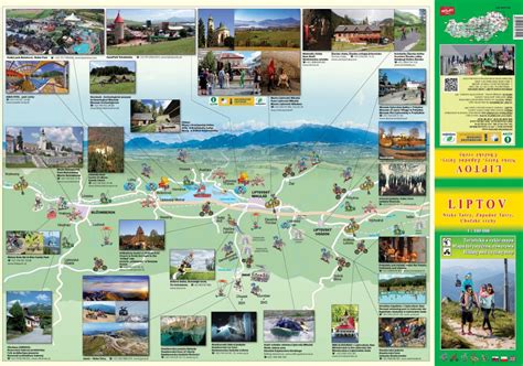 Mapa regiónu Liptov s vyznačenými hlavnými mestami a obcami