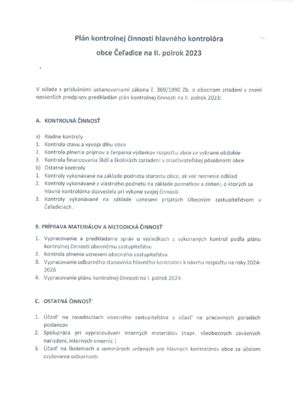 Schéma kontrolnej činnosti obce