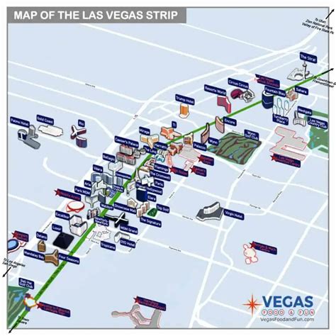 Mapa Las Vegas s vyznačenými oblasťami (Strip, centrum, okrajové časti)