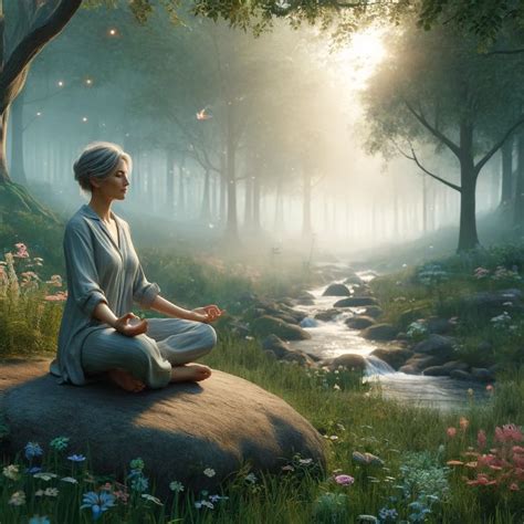 Žena meditujúca v prírode