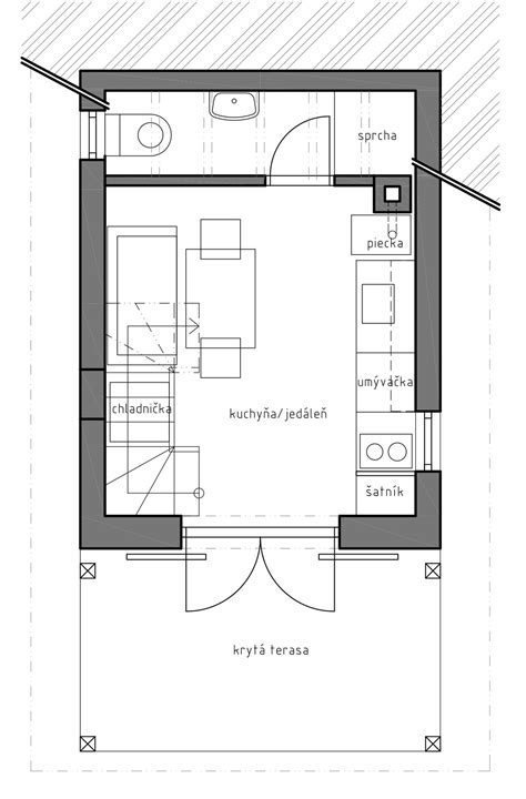 Pôdorys prízemia s vyznačenou prístavbou