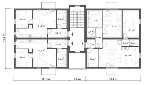 Ilustrácia schémy bytového domu s označenými bytmi a pivnicami