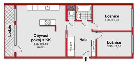 Schematický nákres bytu s vyznačenými spoločnými časťami
