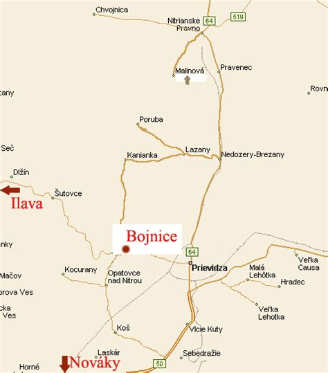 Mapa regiónu Bojnice a okolie s vyznačenými mestami