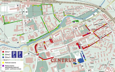Mapa centra mesta Poprad s vyznačeným Námestím sv. Egídia