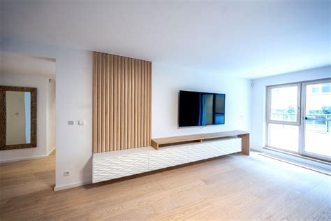 Ilustrácia moderného interiéru bytu s drevenými prvkami