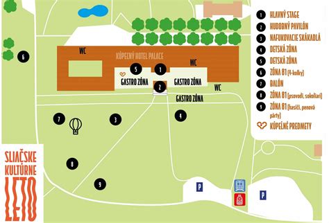 Mapa areálu Letiska Sliač s vyznačenými vstupmi a parkoviskami