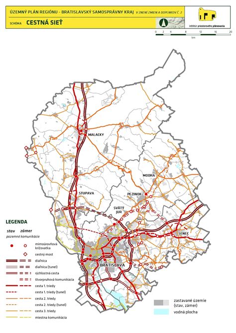 Mapa Bratislavy s vyznačenými zónami územného plánu