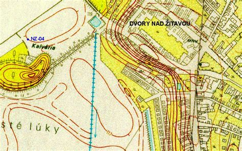 Mapa obce Dvory nad Žitavou s vyznačenými lokalitami