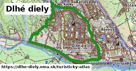 Mapa Bratislavy s vyznačenou mestskou časťou Karlova Ves a oblasťou Dlhé Diely
