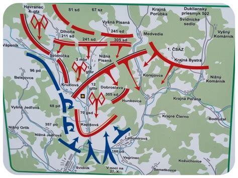 Mapa bojov Karpatsko-duklianskej operácie