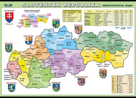 Mapa Slovenskej republiky s vyznačenými krajskými mestami
