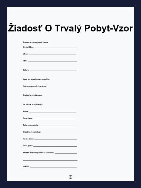 Ilustrácia formulára žiadosti o pobyt