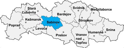 Mapa okresu Sabinov