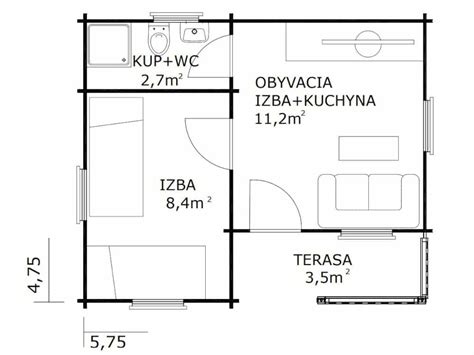 Rekreačná chata ZORA - pôdorys prízemia