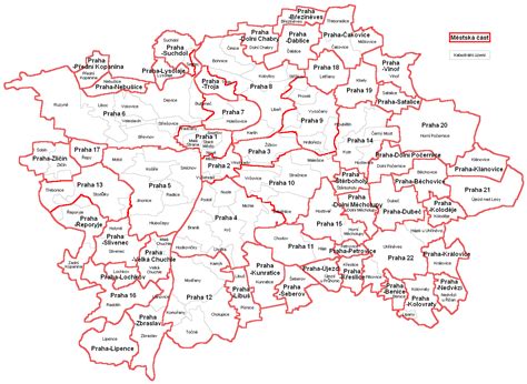 Mapa Prahy s vyznačenou mestskou časťou Praha 6 a Vokovice