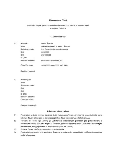 Štruktúra kúpnej zmluvy v Rakúsku