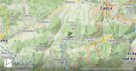 Mapa obce Zákopčie s vyznačenými lokalitami