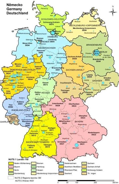 Mapa Nemecka so zvýraznenými spolkovými krajinami
