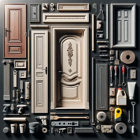 Ilustrácia zobrazujúca rôzne interiérové prvky a materiály