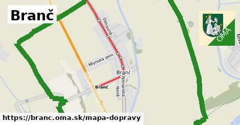 Mapa obce Branč a okolia