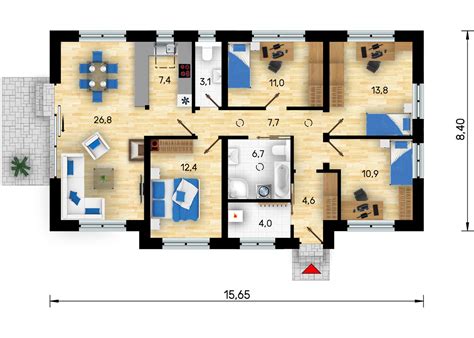 Ilustračný obrázok moderného bungalovu s predným vchodom