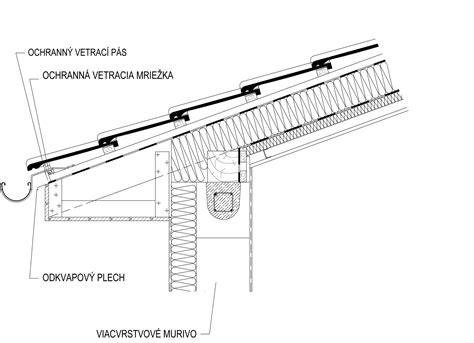 Detail jednoplášťovej strechy s rôznymi vrstvami