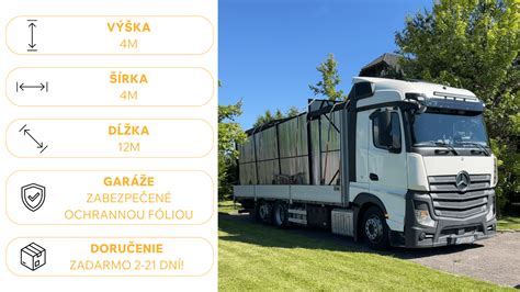 Detail konštrukcie plechovej garáže s uvedenými rozmermi profilov