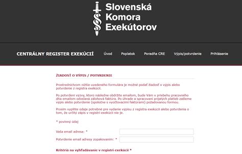 Ilustračná schéma centrálneho registra exekúcií