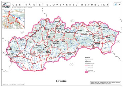 Mapa Slovenska s vyznačenými vedeniami vysokého napätia