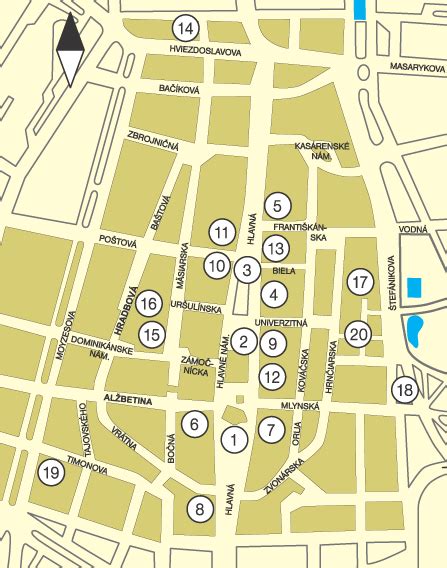 mapa Košice centrum