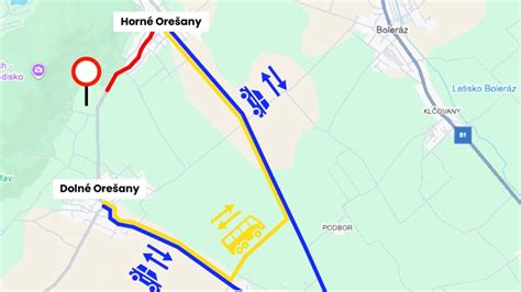 Mapa okolia Horných Orešian s vyznačenou blízkosťou Trnavy