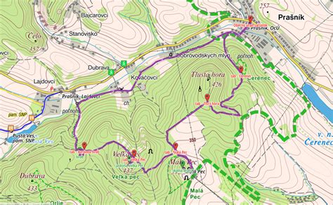Mapa Malých Karpát s vyznačeným hradom Červený Kameň