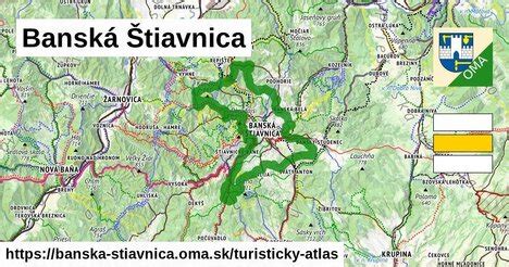 Mapa Banskej Štiavnice s vyznačenými oblasťami