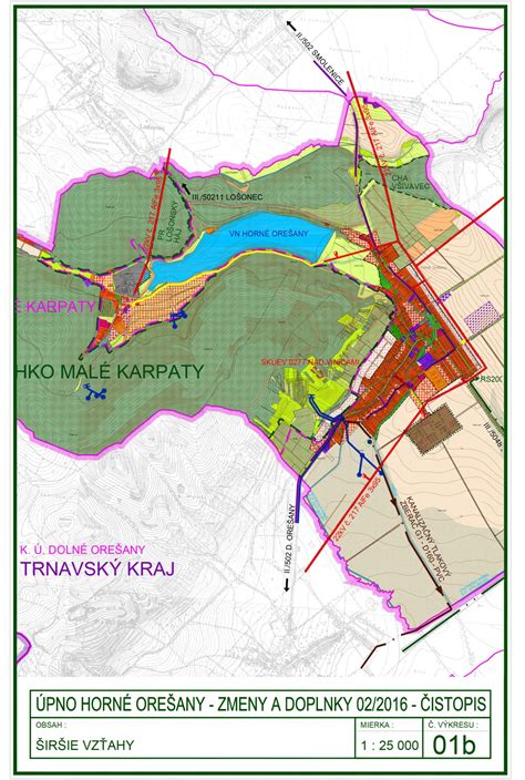Mapa obce Horné Orešany s vyznačenými zónami