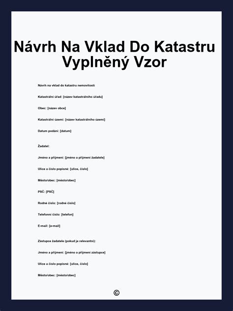 Ukážka vyplneného návrhu na vklad