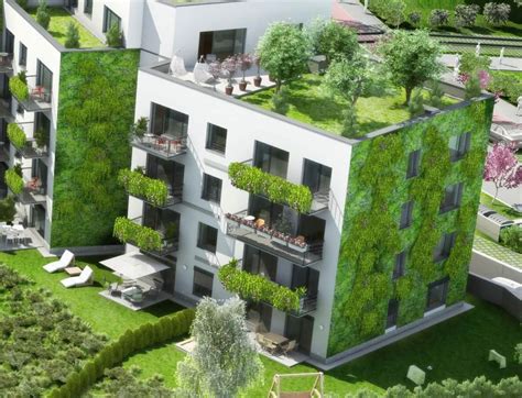 Moderná budova so zelenou strešnou záhradou