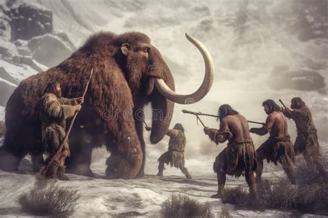 Prehistorický človek loví mamuta