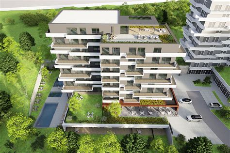 Vizualizácia rezidenčného projektu Pekná Vyhliadka s okololitou zeleňou