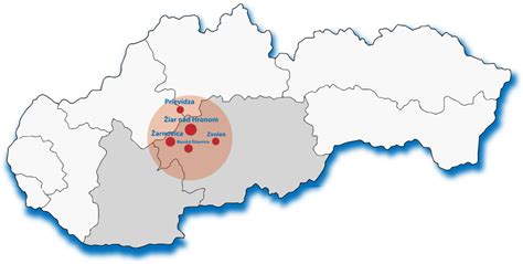 Mapa regiónu Žiar nad Hronom s vyznačenou obcou Stará Kremnička