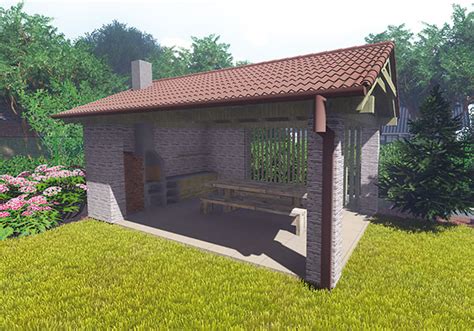 Murovaný altánok s modernou kuchynskou časťou