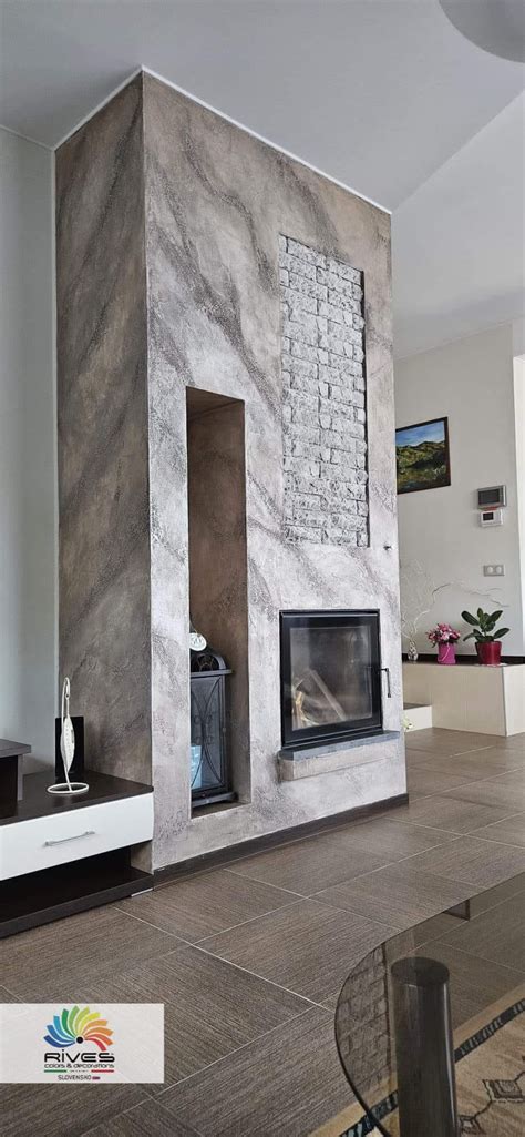 Detail povrchu krbu s betónovou imitáciou