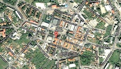 Mapa mesta Nové Zámky s vyznačenými plaveckými zariadeniami