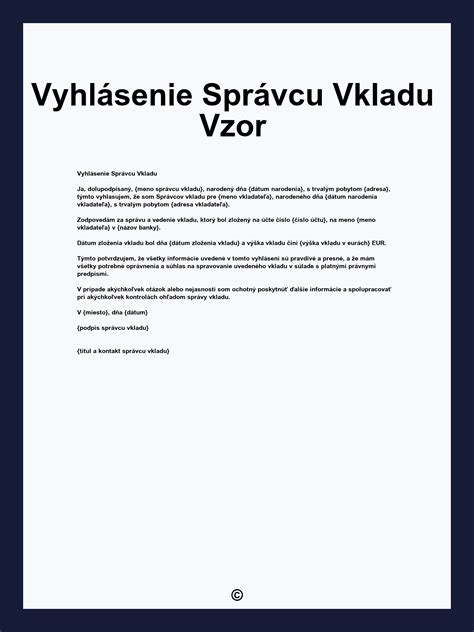 Ukážka vyhlásenia správcu bytového domu