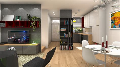 Ilustrácia interiéru moderného mezonetového bytu